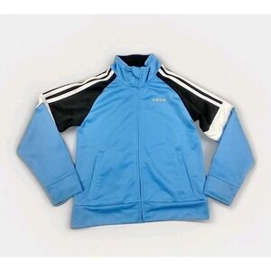 Adidas Logo Kids Sport Activewear Athletic Track Zip-Up Jacket Size 5 Blue Boys